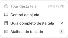 O menu de ajuda aberto, com "Guia completo desta tela".