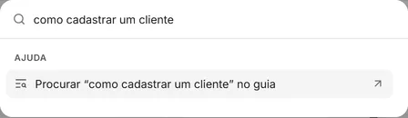 A paleta com uma pergunta: "Procurar no guia" aparece primeiro e já selecionado.
