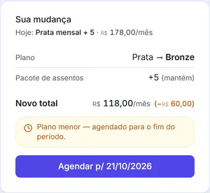 Um plano menor escolhido: a mudança fica agendada para o fim do período.