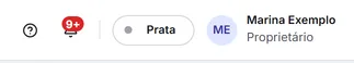 O alto da tela com o sino de notificações e o número de não lidas.
